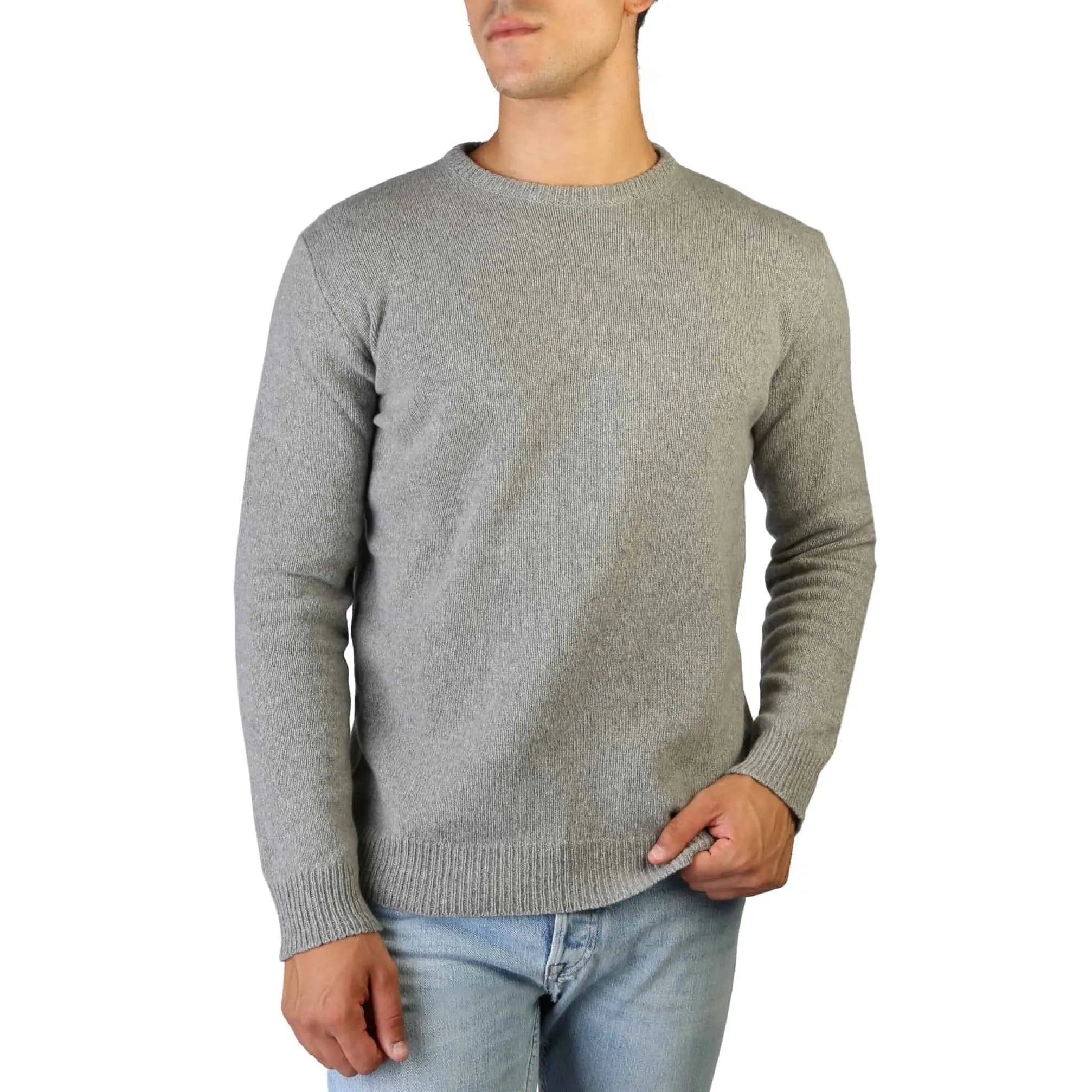 100% Cashmere - C-NECK-M - Grey