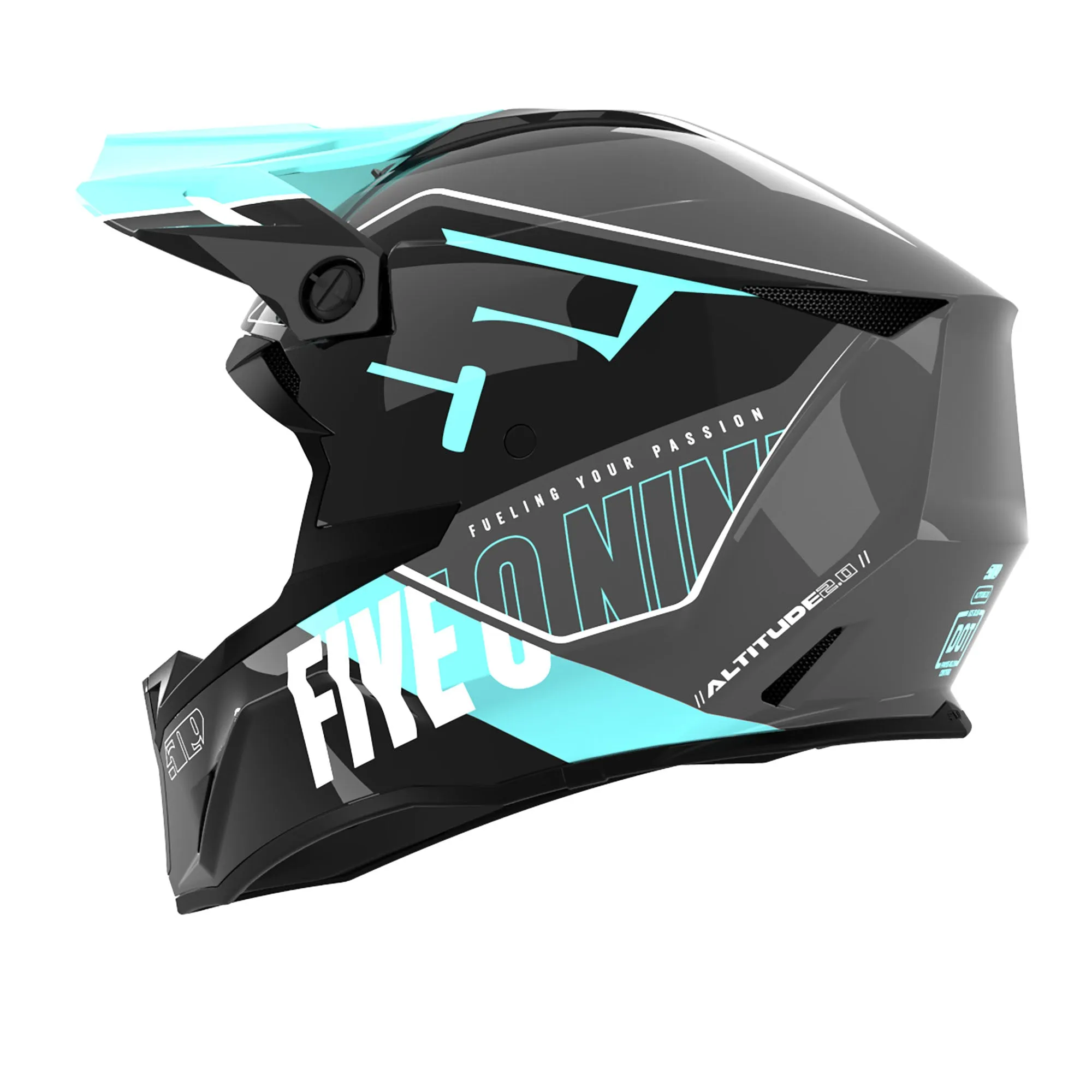509  Altitude 2.0 Snowmobile Helmet Fidlock Strap Lightweight Open Face Mintnight FMVSS