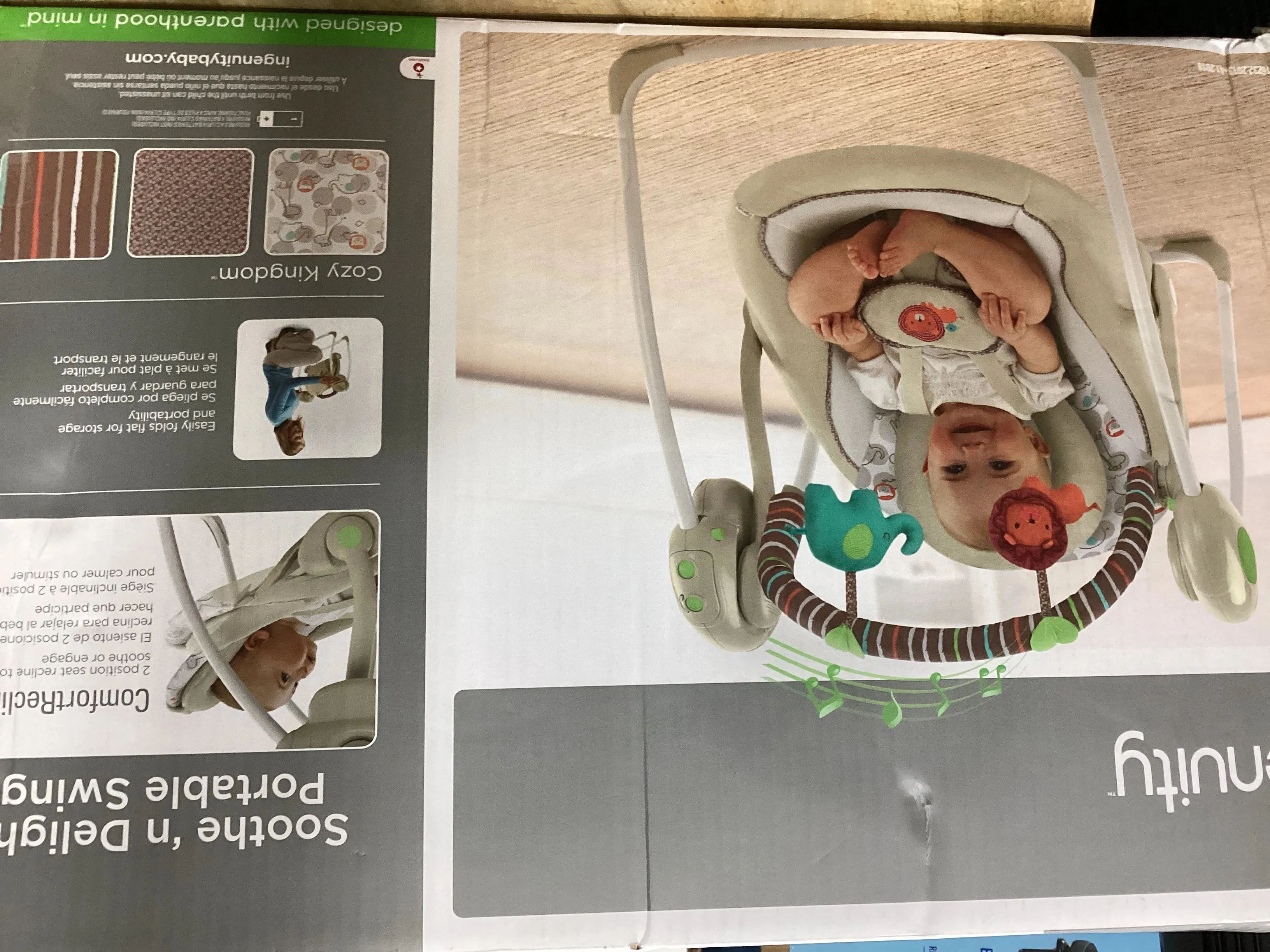 6-Speed Portable Baby Swing with Music - Cozy Kingdom (Floor Model)