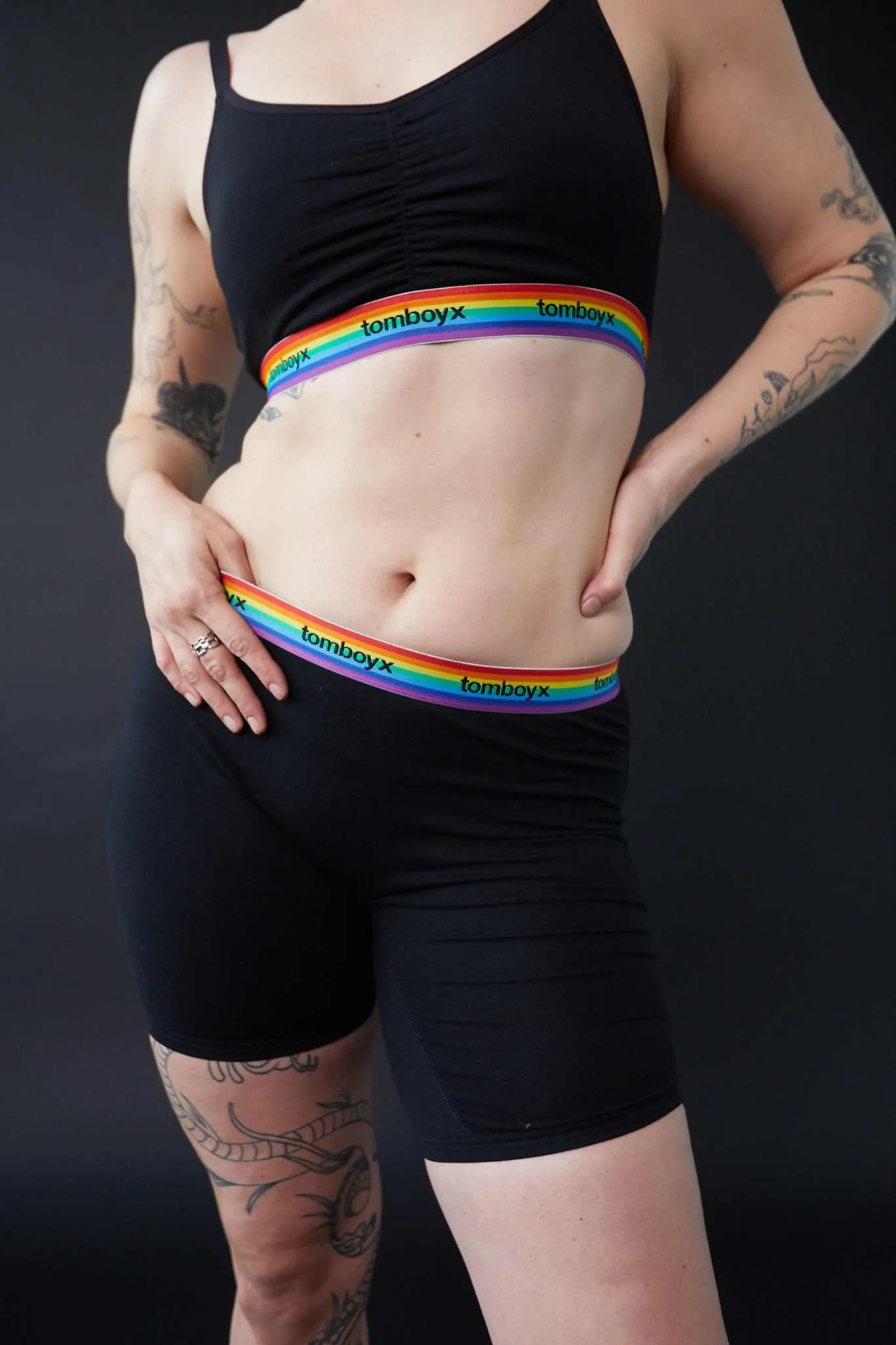9" Boxer Briefs - Black Rainbow Logo