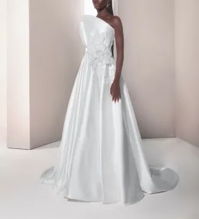 A-Shape Skirt with Bold Statement Flowers Underlining the Waistline