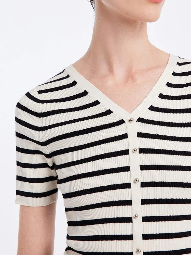 Acetate Stripe Pullover Top