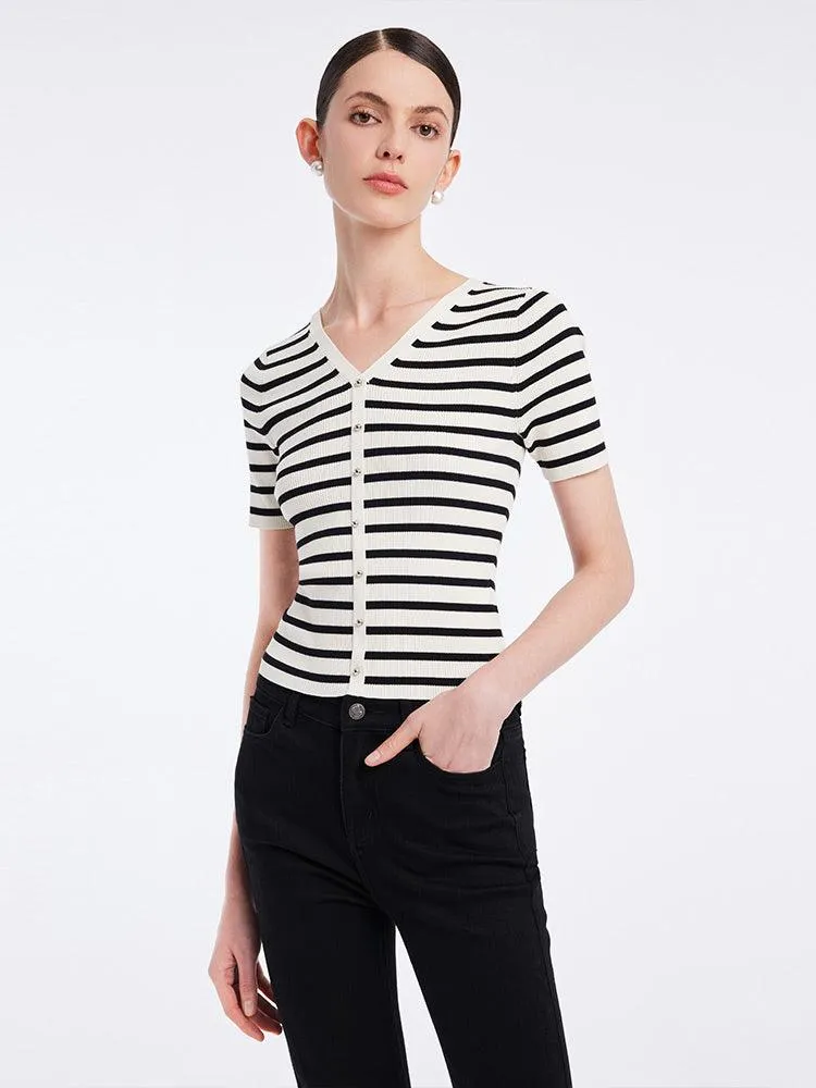 Acetate Stripe Pullover Top