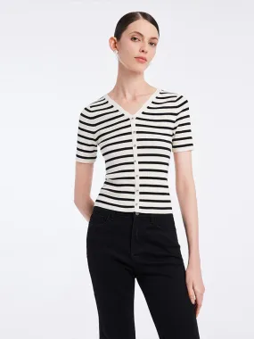 Acetate Stripe Pullover Top