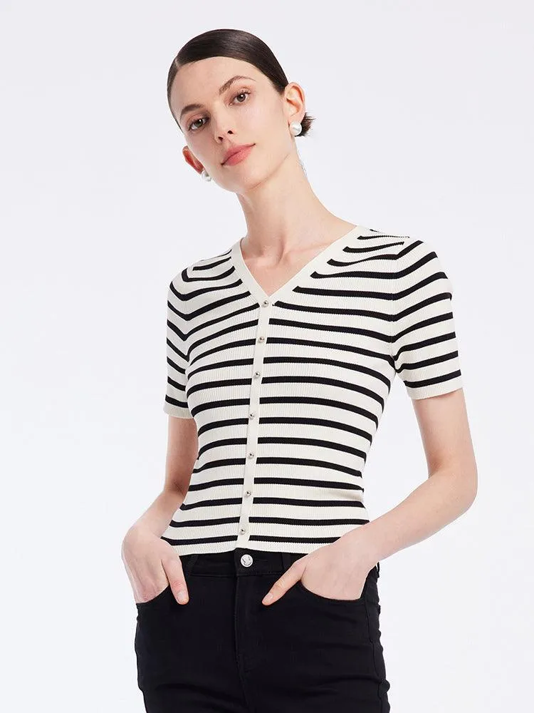 Acetate Stripe Pullover Top