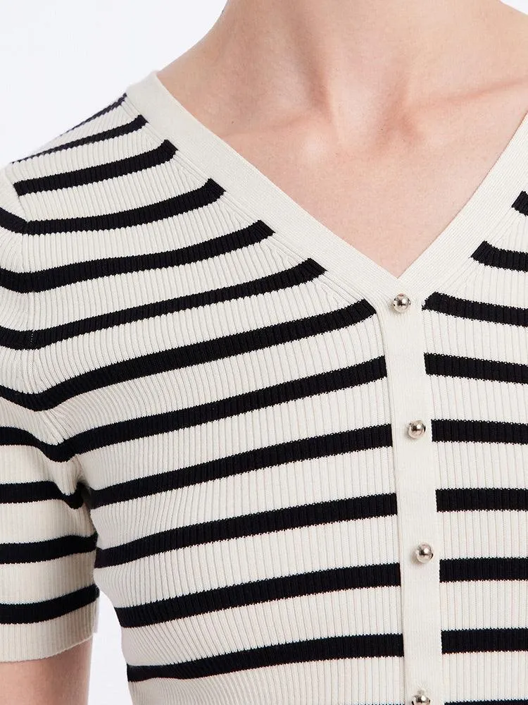 Acetate Stripe Pullover Top