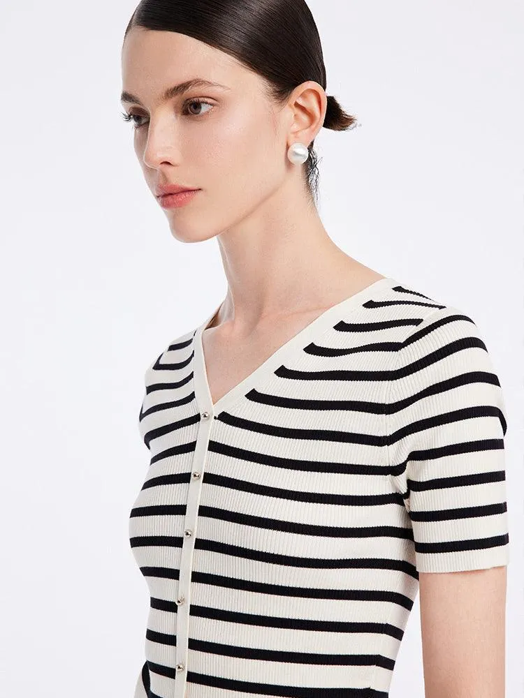 Acetate Stripe Pullover Top