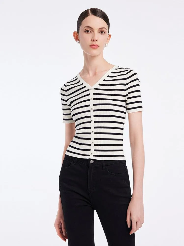 Acetate Stripe Pullover Top