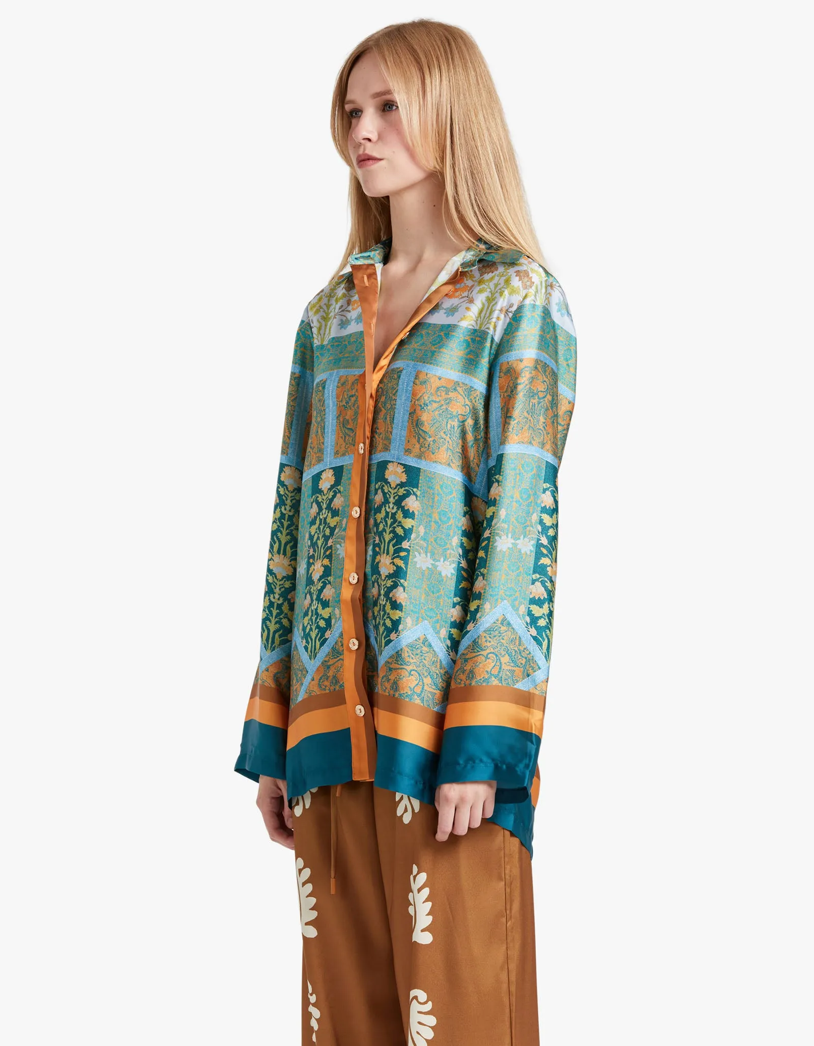 Allora Oversize Shirt - Floral Tile