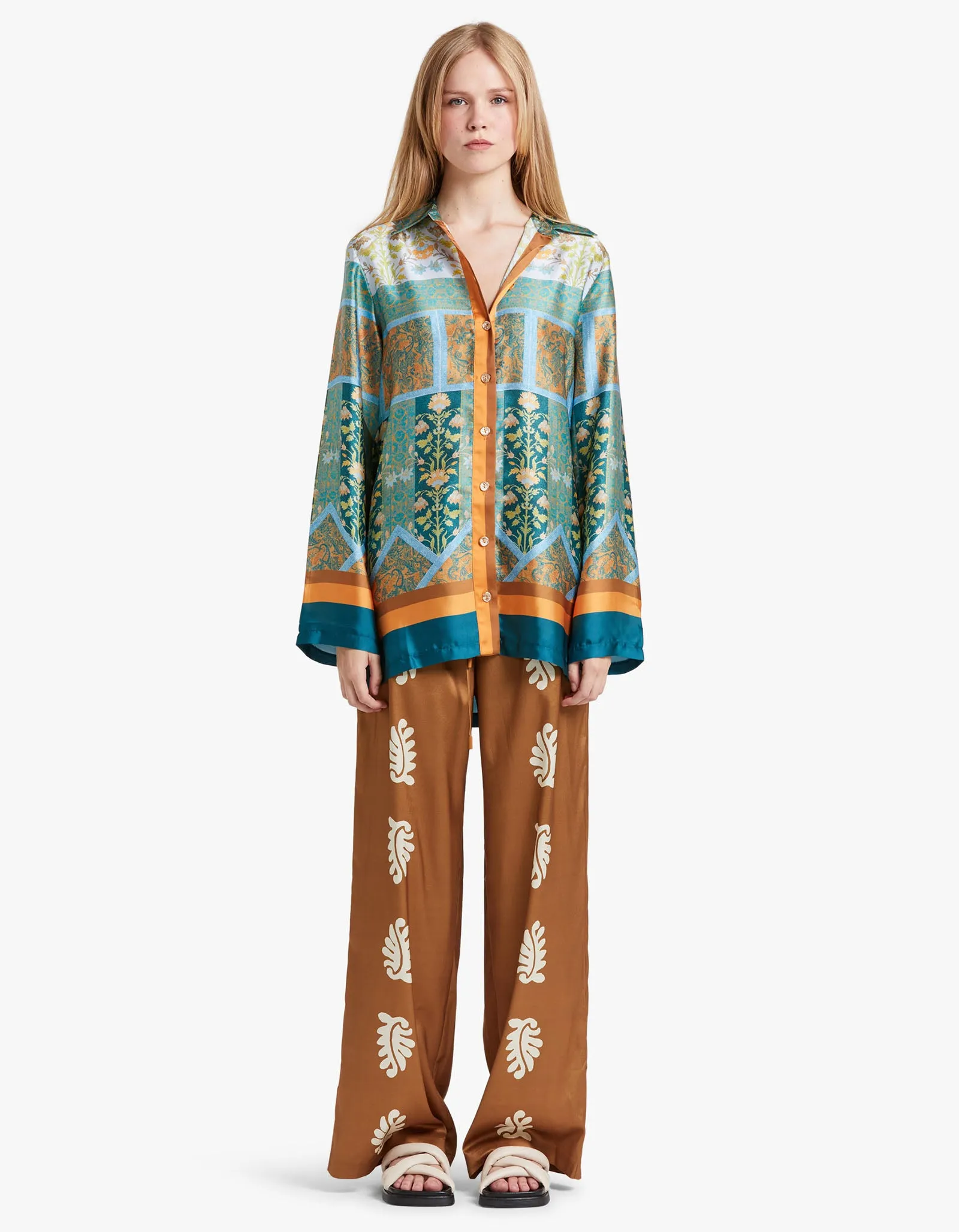 Allora Oversize Shirt - Floral Tile