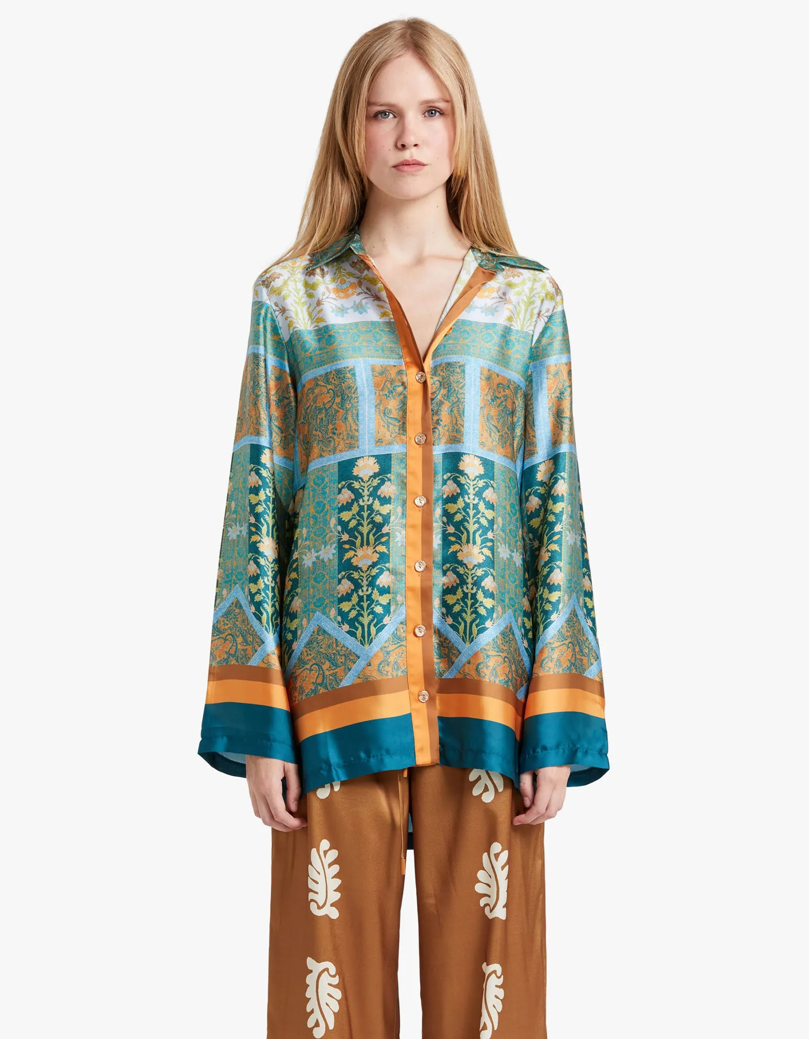 Allora Oversize Shirt - Floral Tile