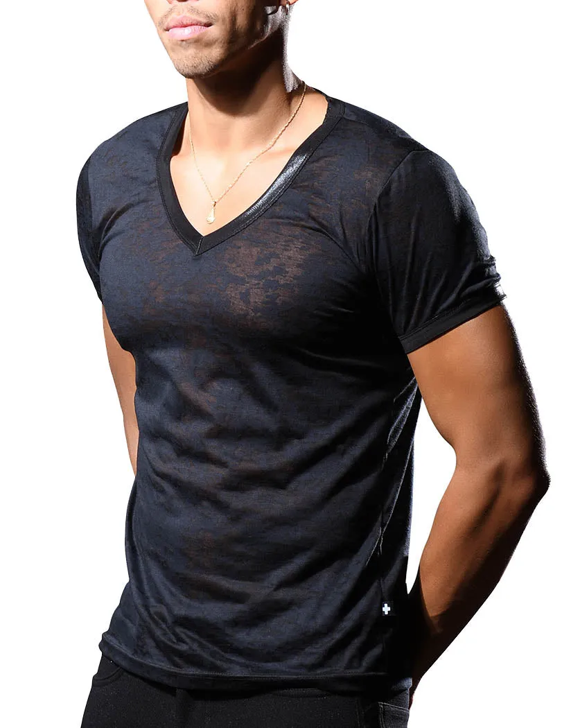 Andrew Christian Carbon Burnout V-Neck Tee 10372