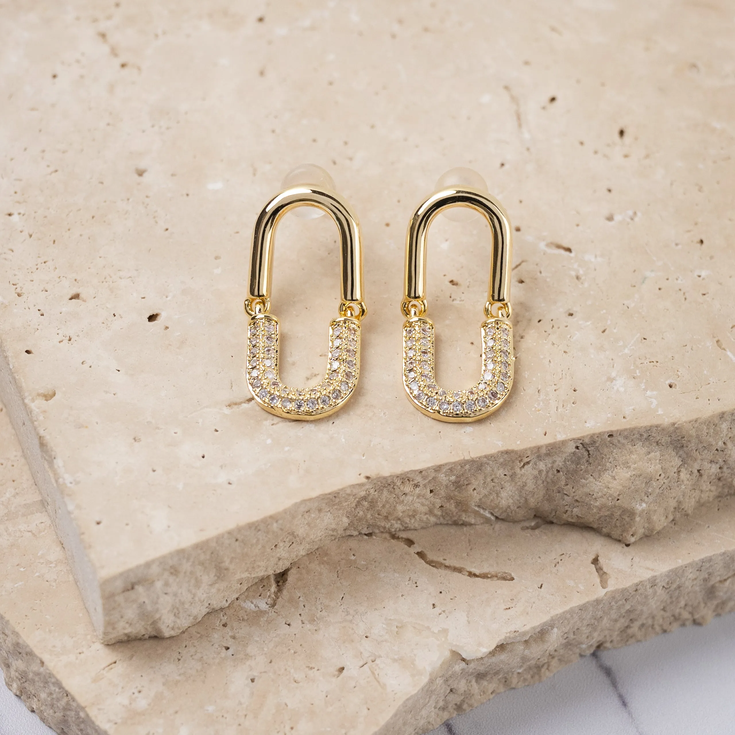 Angelina 14k gold plated cubic zirconia earrings