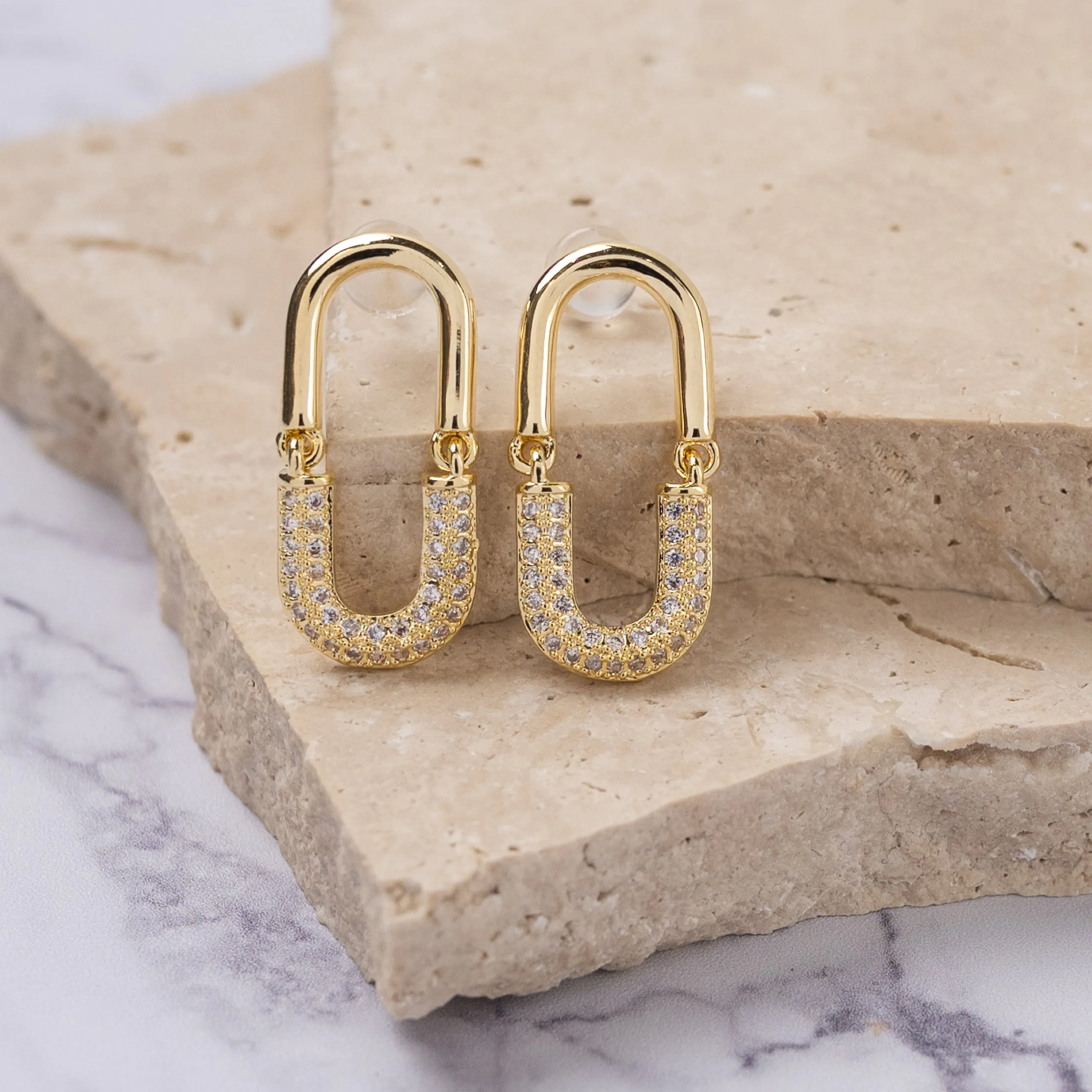 Angelina 14k gold plated cubic zirconia earrings