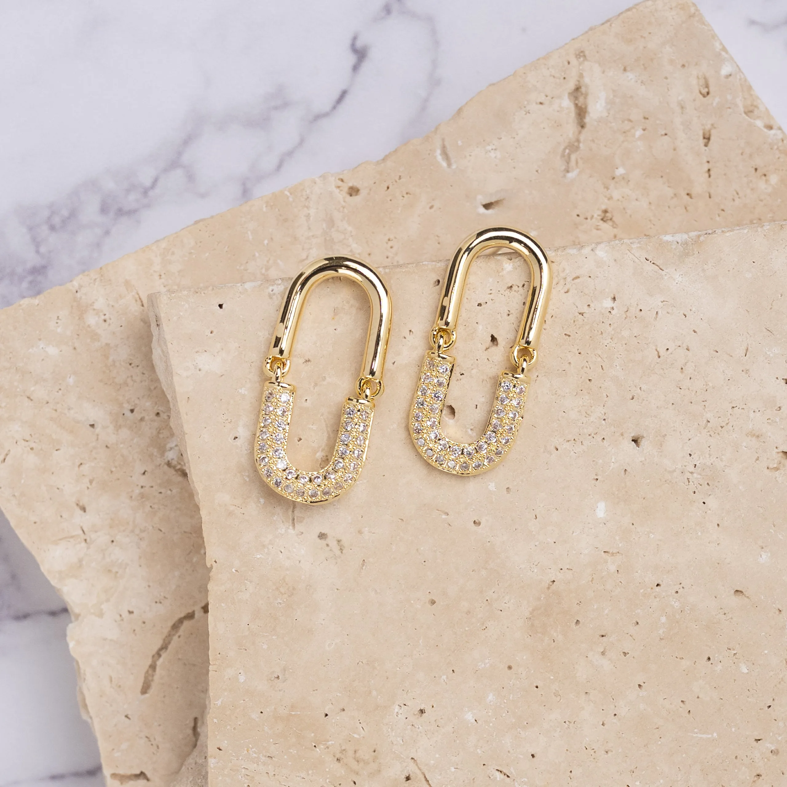 Angelina 14k gold plated cubic zirconia earrings
