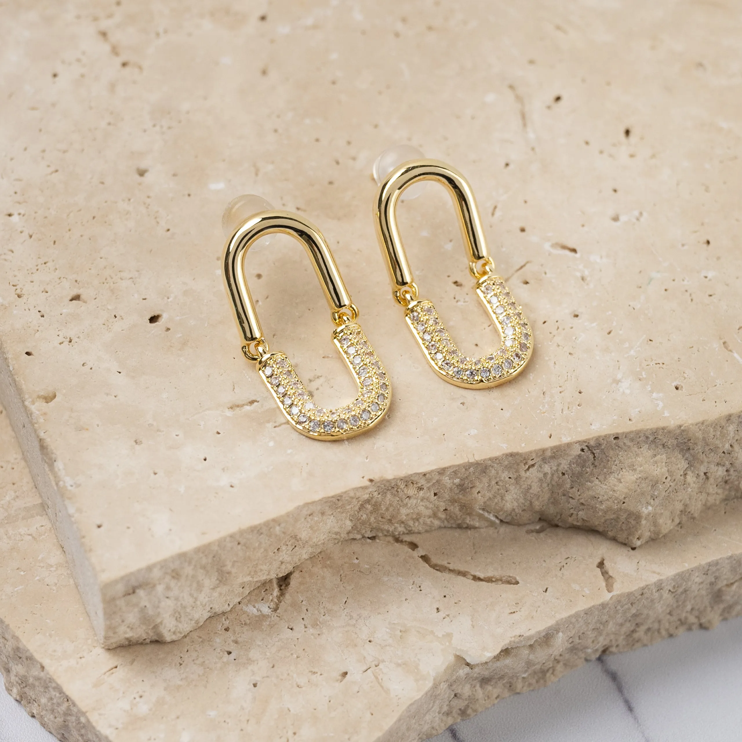 Angelina 14k gold plated cubic zirconia earrings