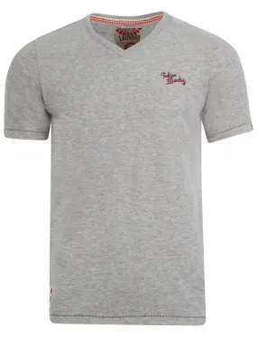 Ashton Cotton V Neck T-Shirt in Grey Marl - Tokyo Laundry