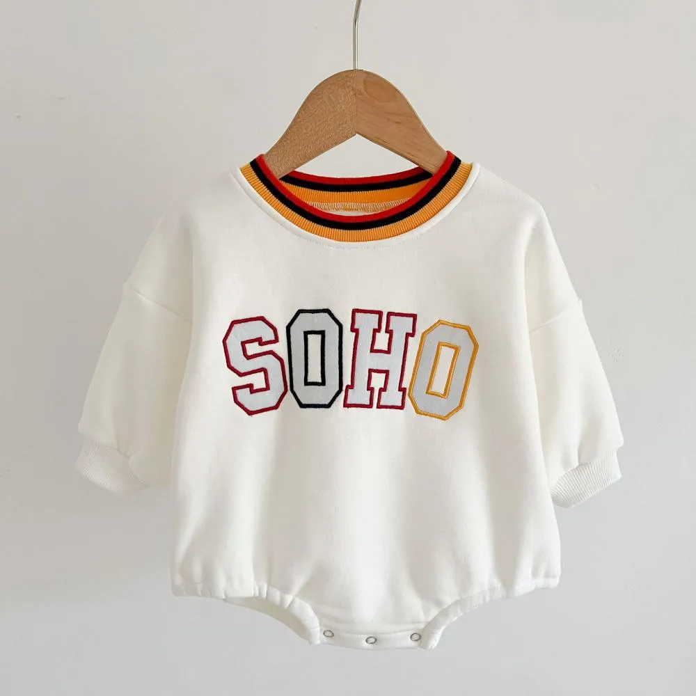 Baby Autumn and Winter Clothes Thickened and Velvet Western-style Letter Romper Wholesale Baby Clothes