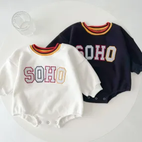 Baby Autumn and Winter Clothes Thickened and Velvet Western-style Letter Romper Wholesale Baby Clothes