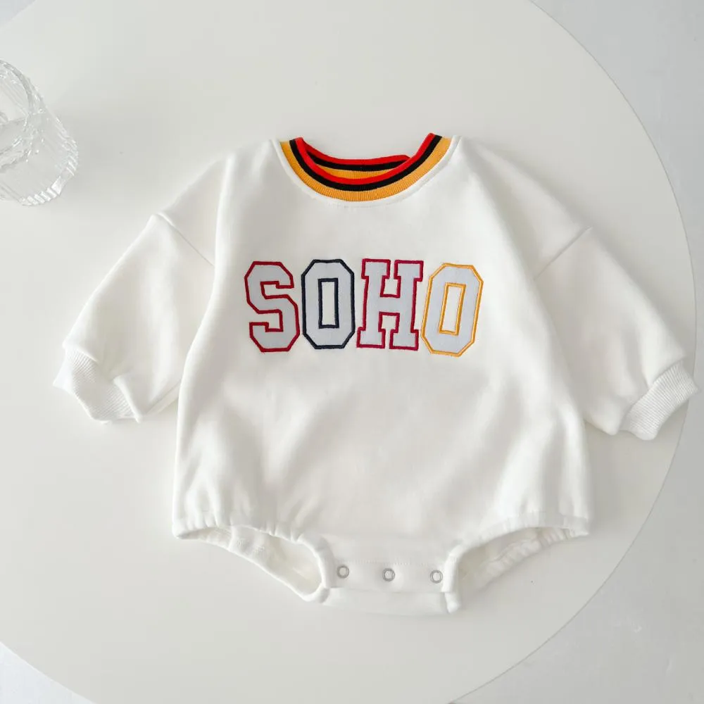 Baby Autumn and Winter Clothes Thickened and Velvet Western-style Letter Romper Wholesale Baby Clothes