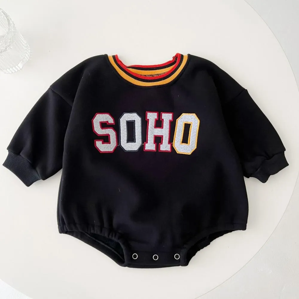 Baby Autumn and Winter Clothes Thickened and Velvet Western-style Letter Romper Wholesale Baby Clothes