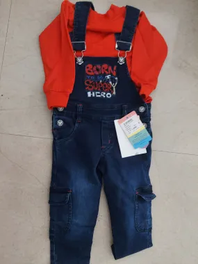 Baby Boy Dungaree Set - Red and Blue