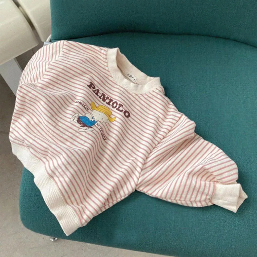 Baby Letter Sweatshirt Fall Olive Green Striped Cotton Top Wholesale Baby Clothes