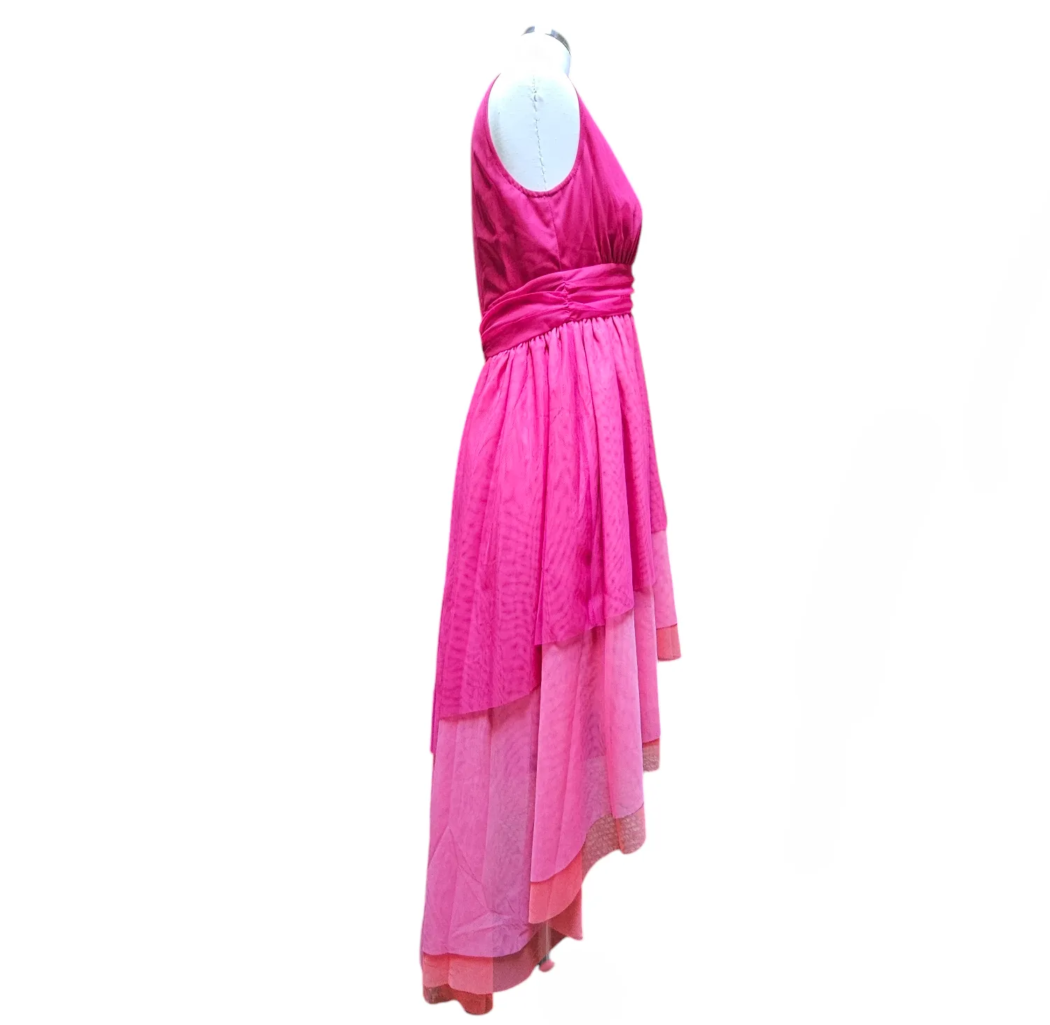 Be Blumarine Evening Gown Made in Italy Pink Fuchsia Orange Tulle Midi Dress 6
