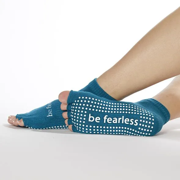 Be Fearless - Lagoon White Half Toe Grip Socks (Barre / Pilates)