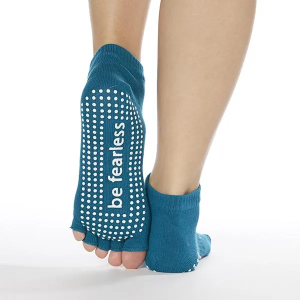 Be Fearless - Lagoon White Half Toe Grip Socks (Barre / Pilates)