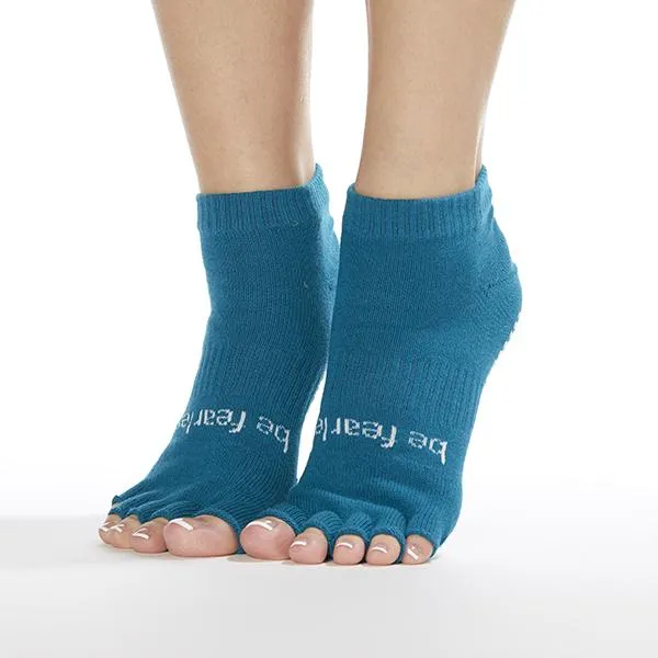 Be Fearless - Lagoon White Half Toe Grip Socks (Barre / Pilates)