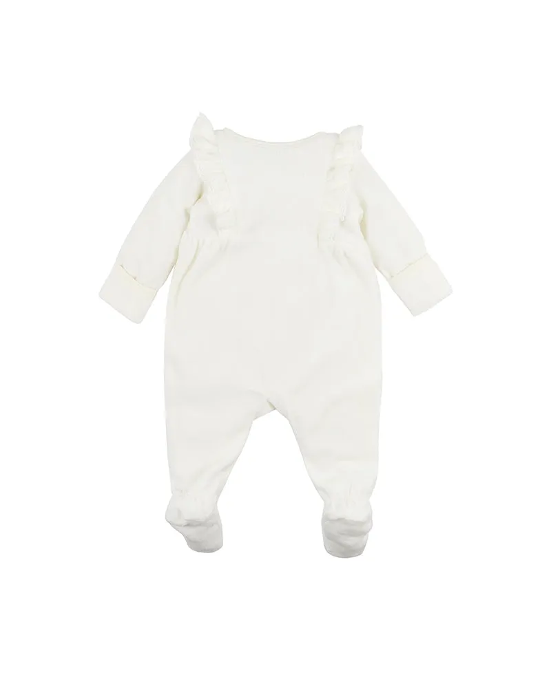 Bebe Esme Velour L/S Zip Onesie - Cream (Size NB-1)