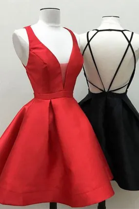 Black Little Dresses Red Homecoming Dress Sexy Short Prom Dresses Party Dress, SH377