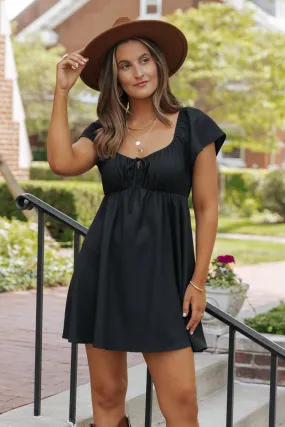 Black Tie Front Mini Dress - FINAL SALE