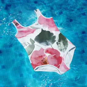 Bold Floral Pattern Print Youth Swimsuit Leotard