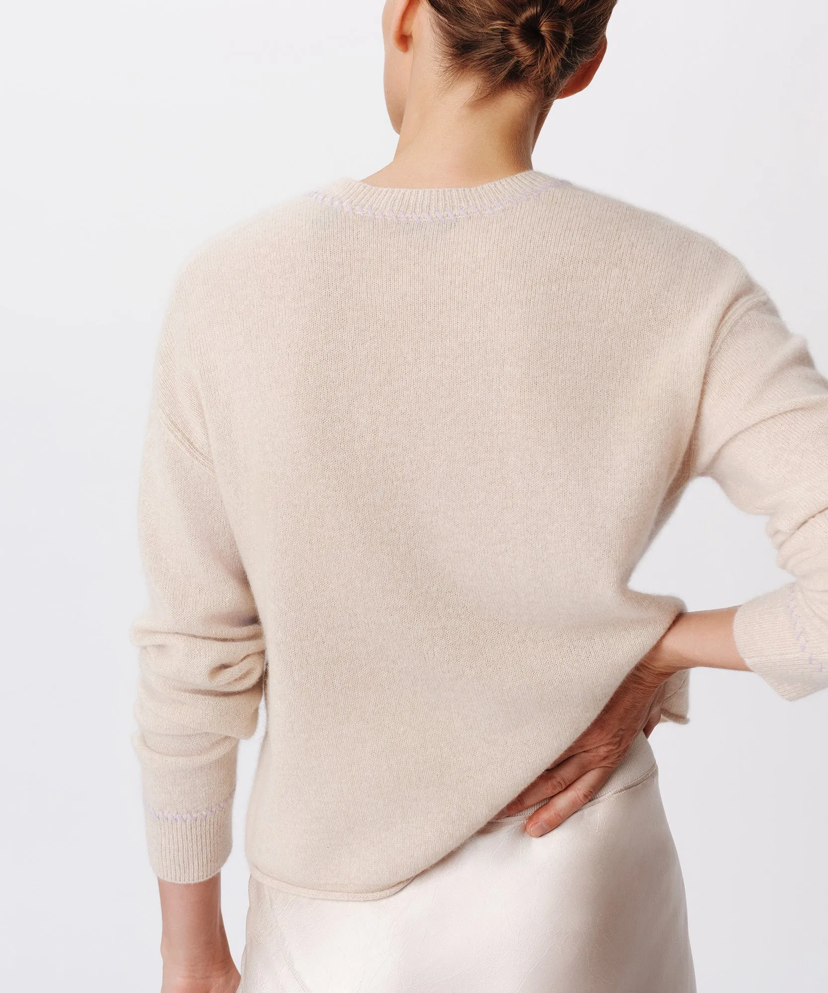 Cashmere Long Sleeve Pullover - Soft Oatmeal