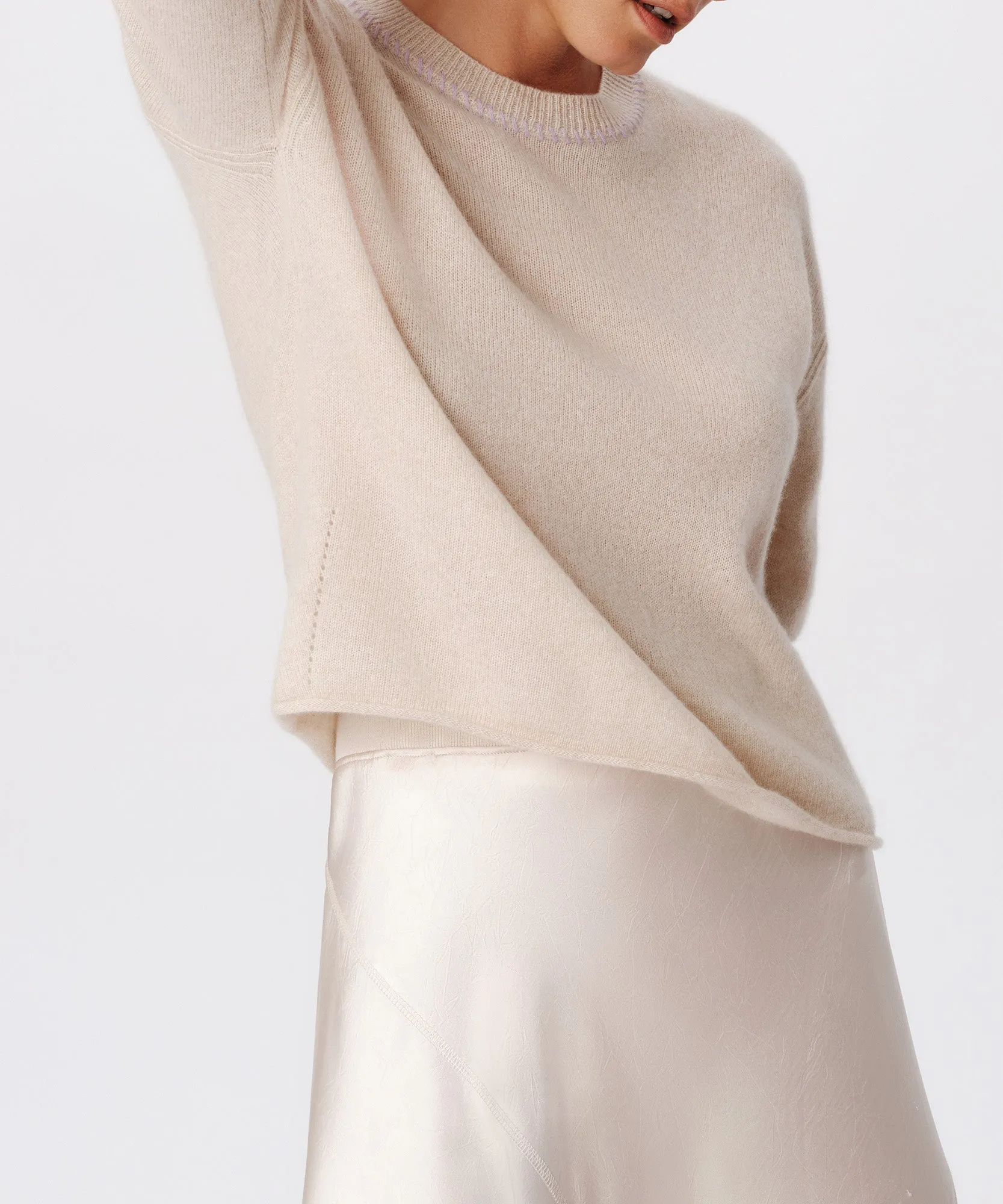 Cashmere Long Sleeve Pullover - Soft Oatmeal