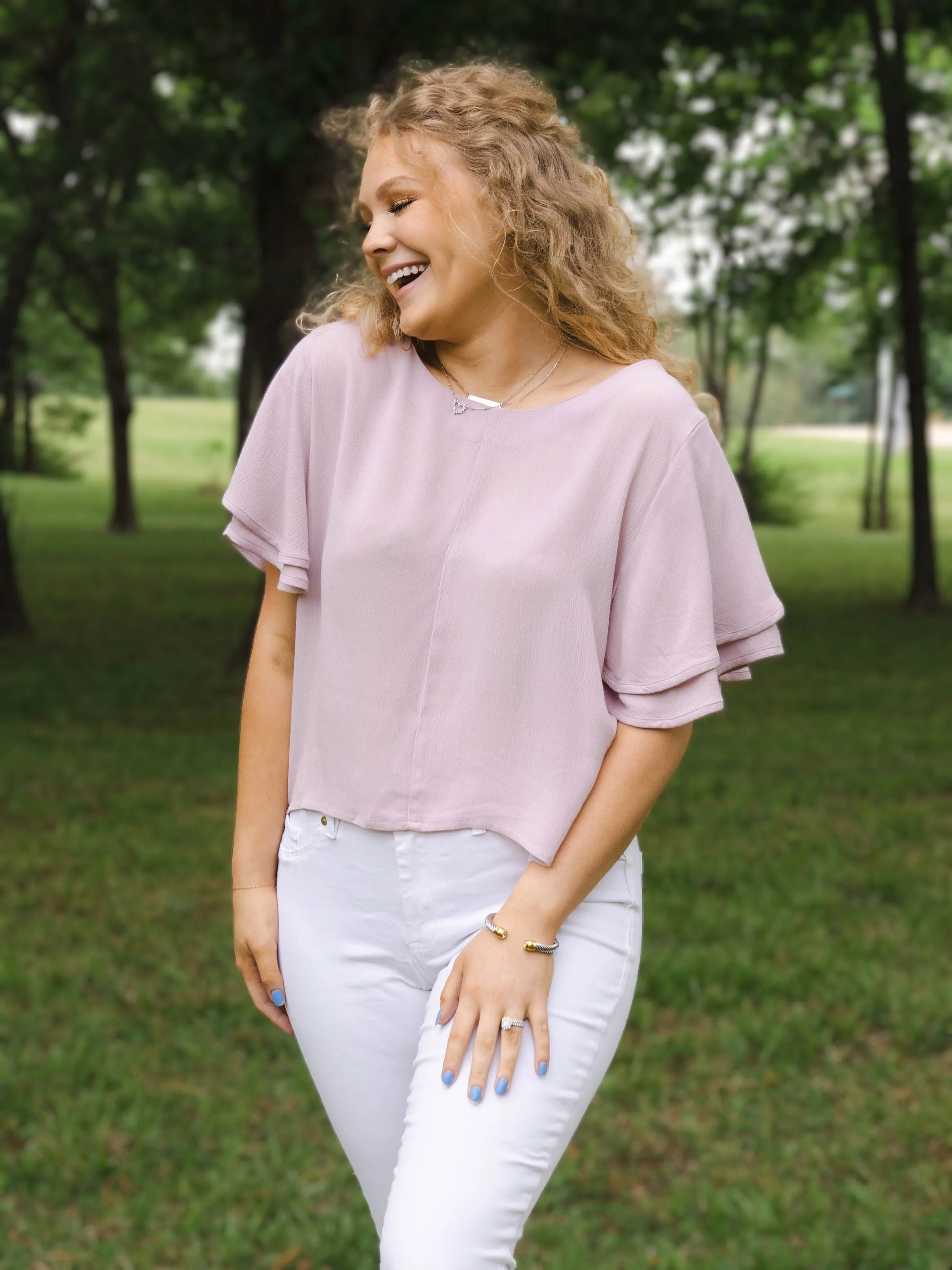 Classic Flutter Top - Dusty Lavender
