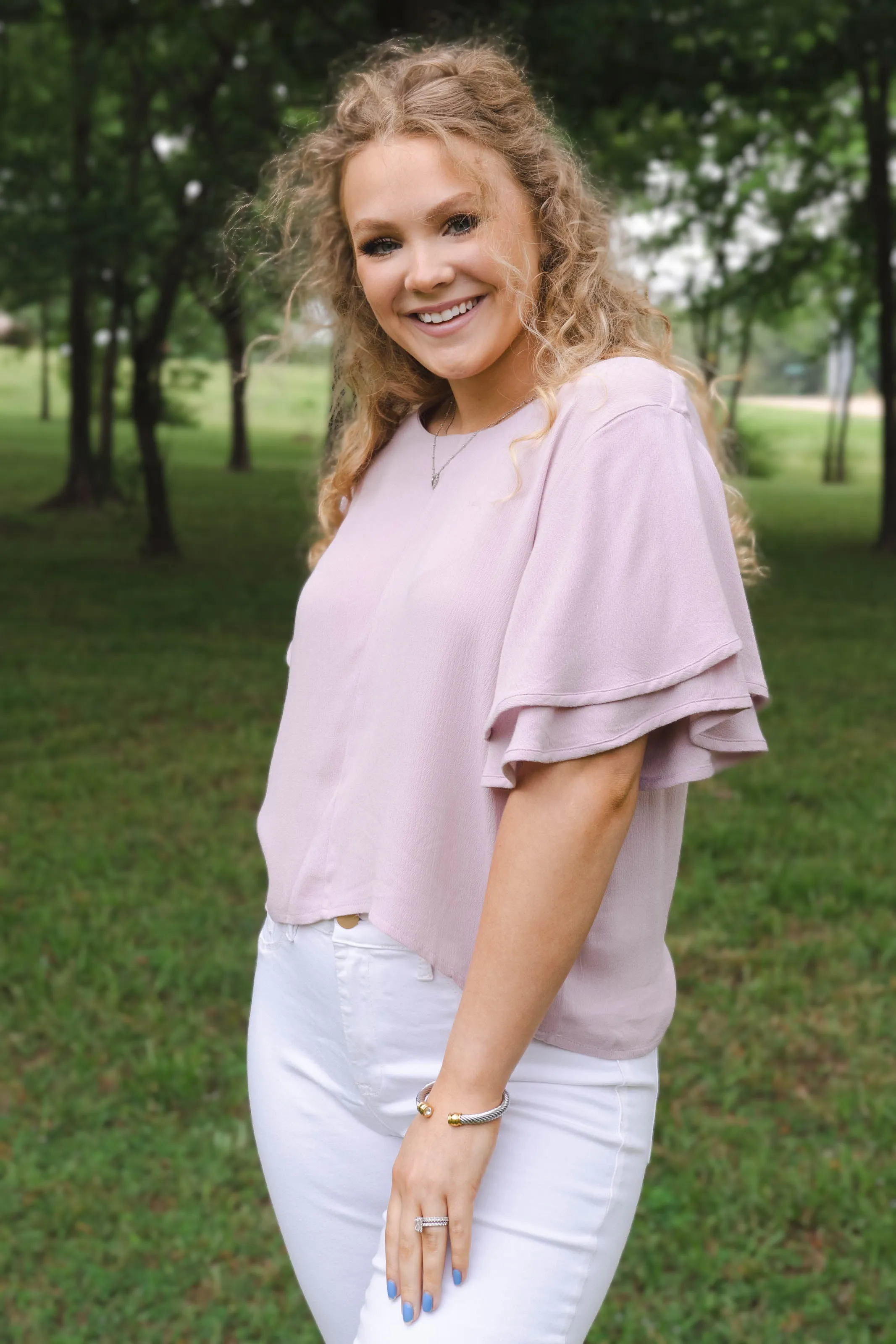 Classic Flutter Top - Dusty Lavender