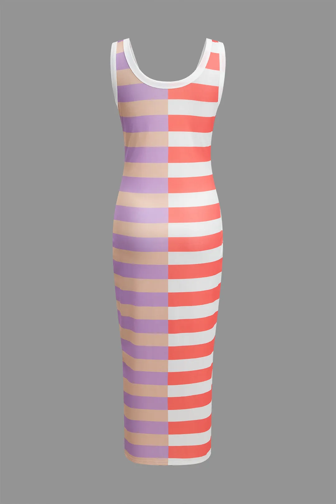 Contrast Stripe Print Tank Midi Dress