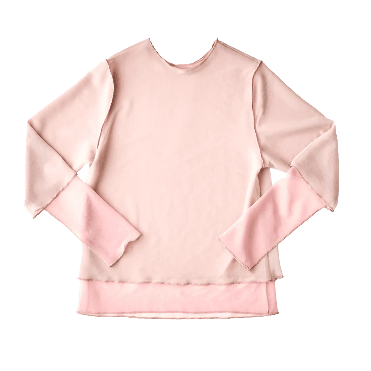 Crew Neck Pullover / Pink × Darkbeige