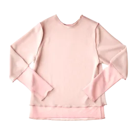 Crew Neck Pullover / Pink × Darkbeige