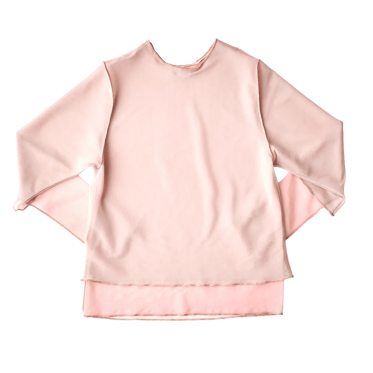 Crew Neck Pullover / Pink × Darkbeige