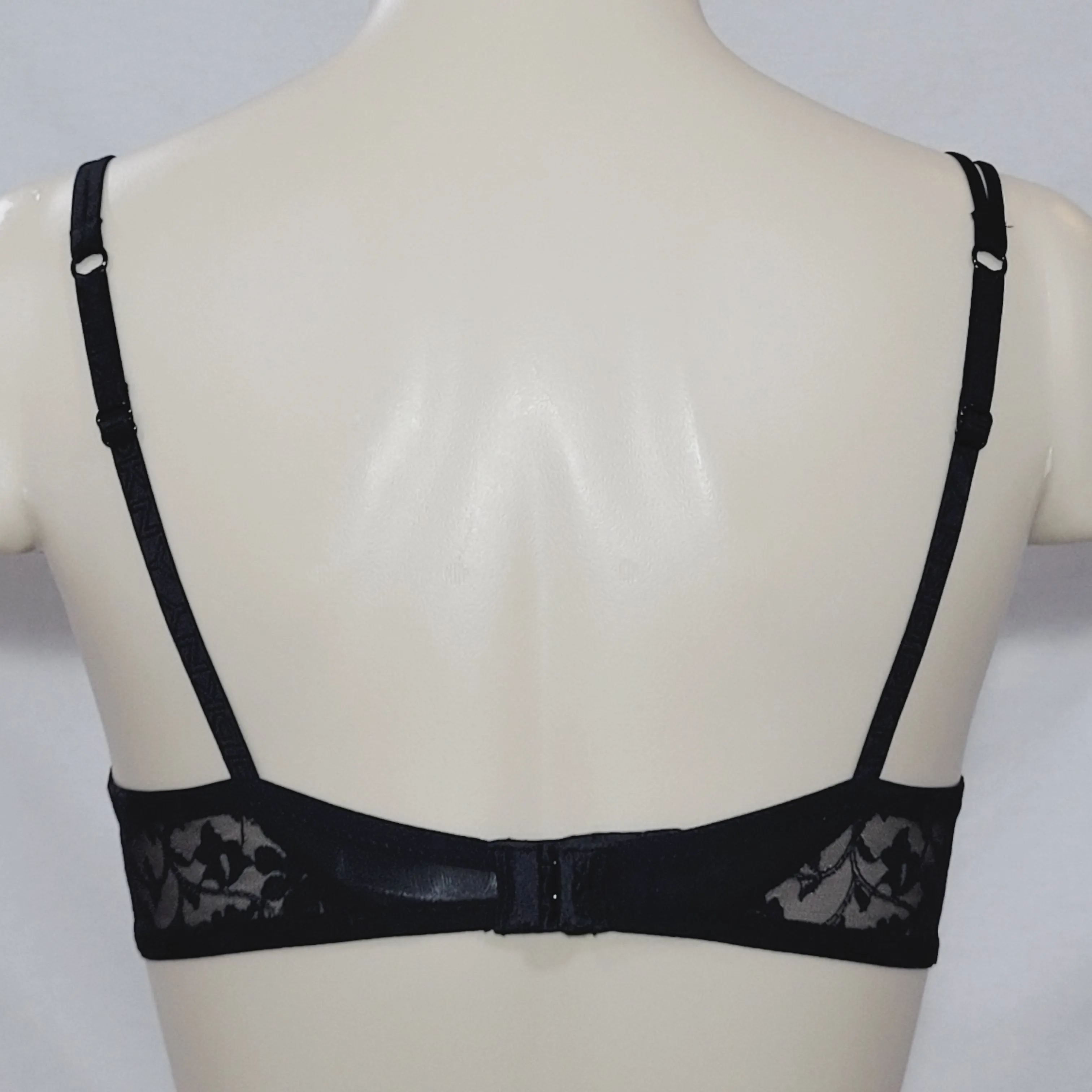 DKNY 458000 Signature Lace Perfect Lift Demi Underwire Bra 30DD Black NWT