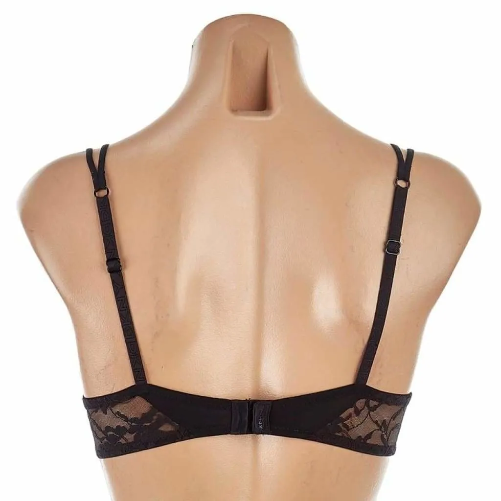 DKNY 458000 Signature Lace Perfect Lift Demi Underwire Bra 30DD Black NWT
