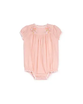 Embroidery Floral Babydoll Linen Romper