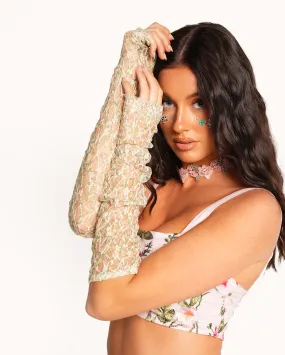 Enchanted Garden Floral Mesh Gloves