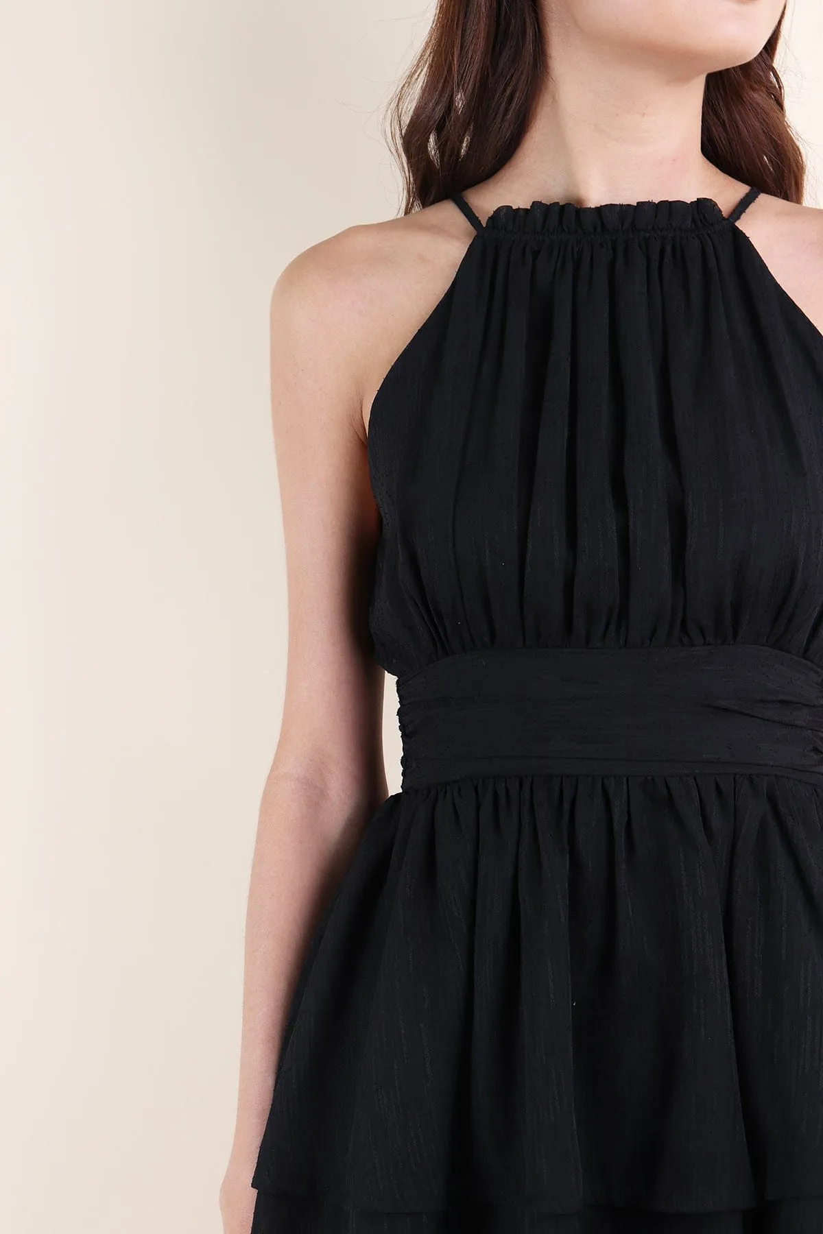 GRACELYN V2 CREPE DRESS IN BLACK