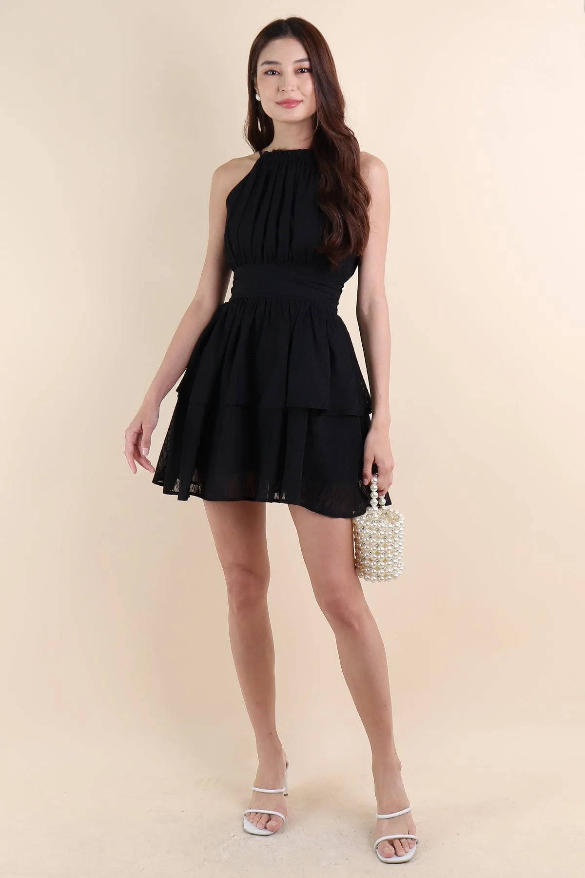 GRACELYN V2 CREPE DRESS IN BLACK