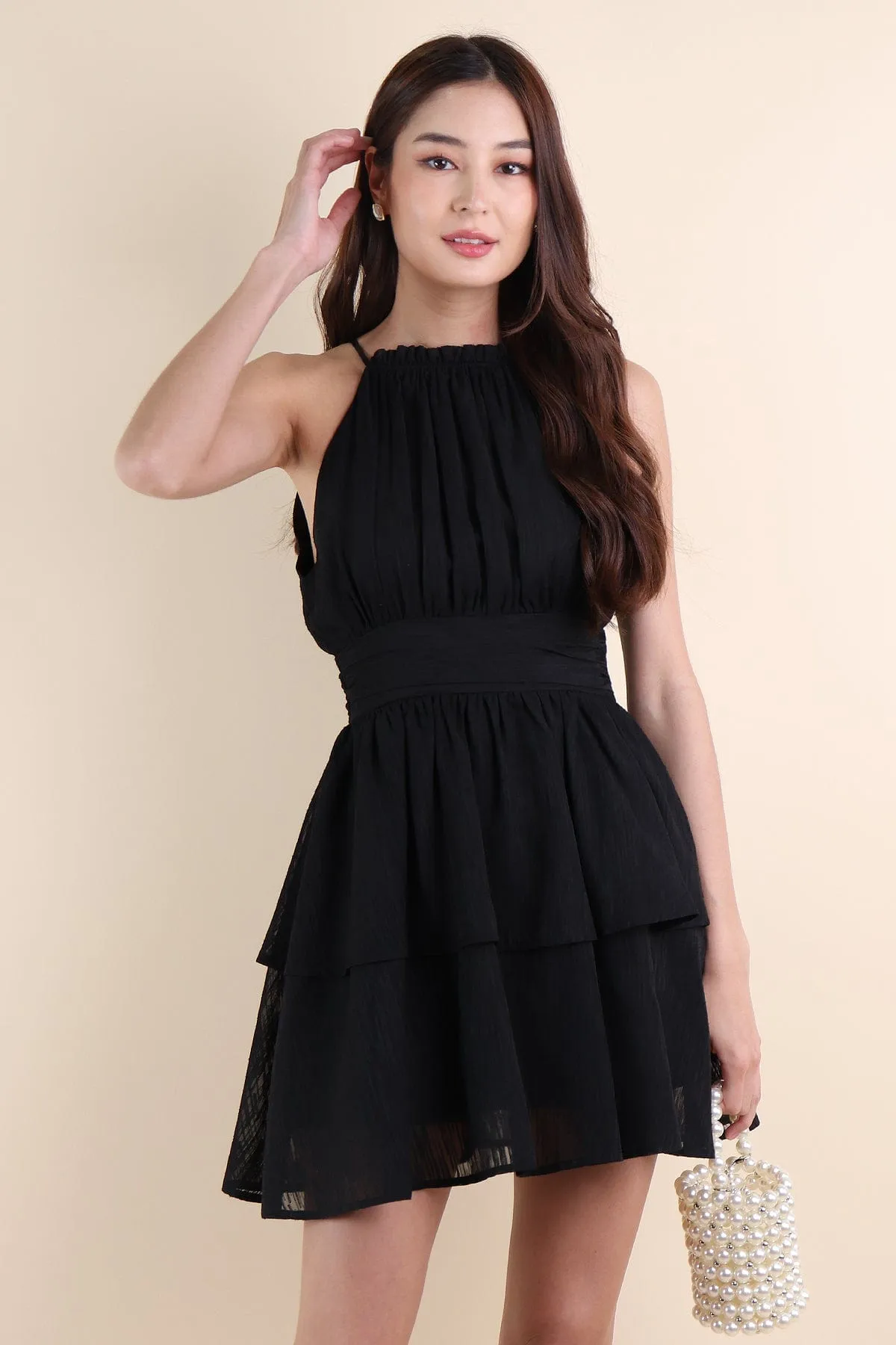 GRACELYN V2 CREPE DRESS IN BLACK
